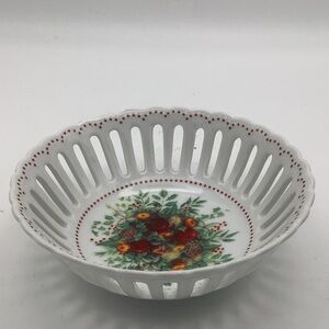 Colonial Williamsburg Pierced Porcelain Bowl with Winter Fruit Center